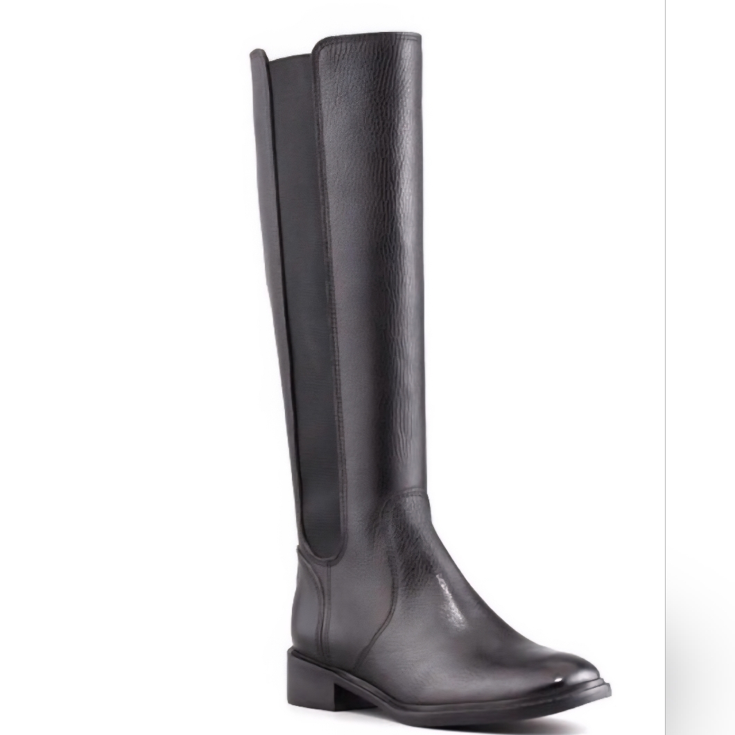 Tory Burch Christy Black Riding Boots Tumbled Leather